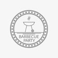 Barbecue party logo with BBQ or Grill oven outline icon. Vector illustration Royalty Free Stock Photo
